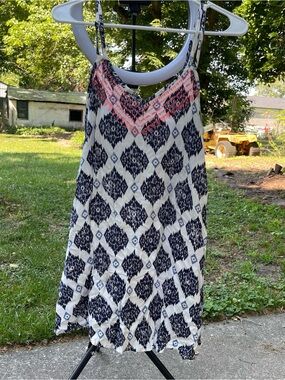 Aeropostale Navy and Coral Printed Flowy Mini Dress Size XS
